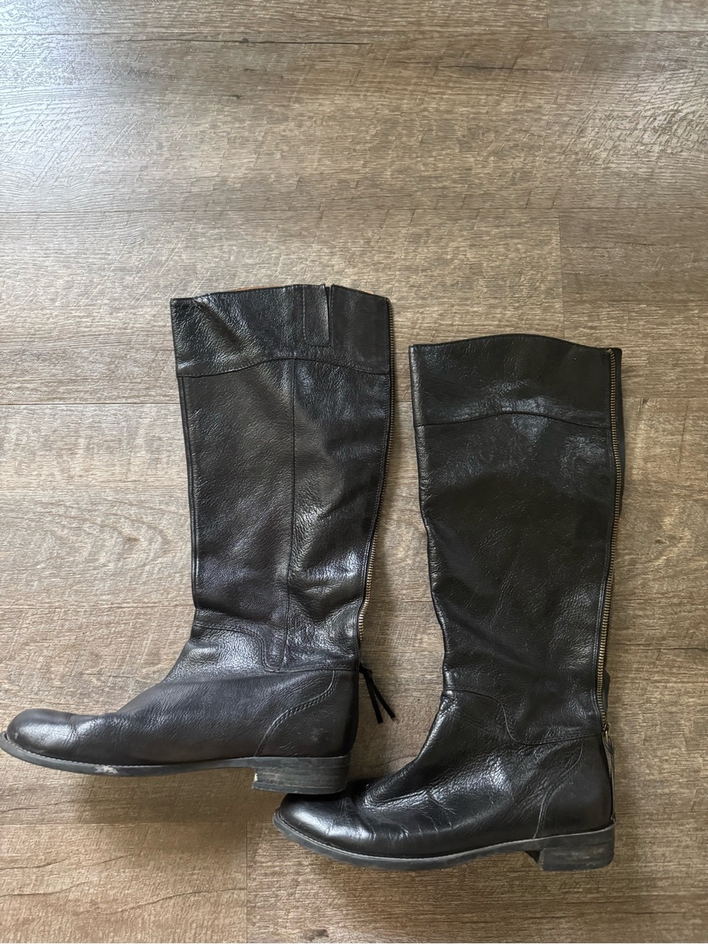 Nine West Black Tall Leather Riding Boots